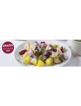 Apfel-Rote-Bete-Ragout mit Meerrettich und Pellkartoffeln