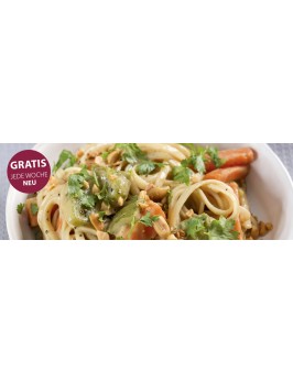 Erdnuss-Pasta aus einem Topf