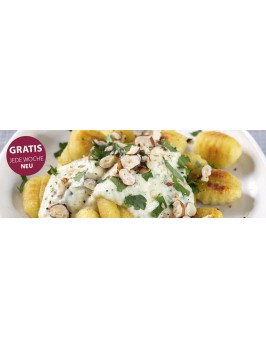 Gnocchi mit Birnen-Sellerie-Soße und gerösteten Haselnüssen