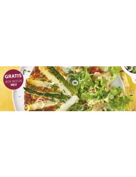 Grün-weiße Spargel-Frittata mit Salat und Mandel-Senf-Dressing