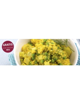 Kohlrabi-Kurkuma-Hirsotto mit Erbsen