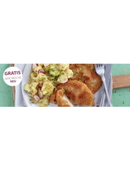 Kohlrabischnitzel mit buntem Kartoffelsalat