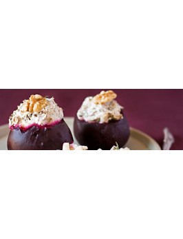 Gefüllte Rote Bete mit Ziegenfrischkäse und Apfel- Meerrettich-Dip
