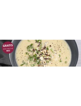 Schwarzwurzel-Cremesuppe mit Haselnuss-Topping