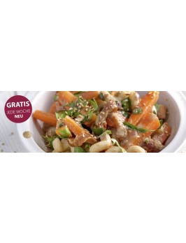 Orientalische Möhrenpasta mit Aprikosen und Sesam