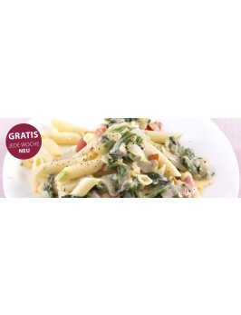 Penne mit Mangold und Käse-Sahne-Soße