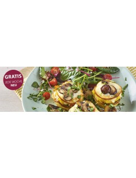 Scamorza-Polenta-Törtchen mit Salat