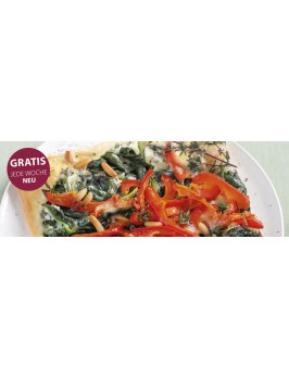 Spinat-Ricotta-Pizza mit Paprika