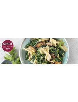 Spinat-Shiitake-Pasta mit Liebstöckel