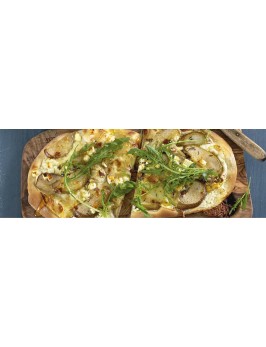 Vanillebirnen-Limetten- Flammkuchen mit Rucola