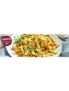 Würzige Käsespätzle mit Kürbis