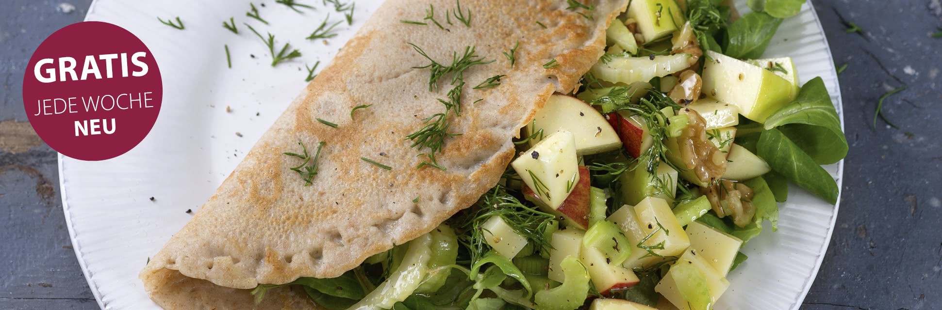 Französische Galettes mit Käse-Apfel-Salat Französische Galettes mit Käse-Apfel-Salat