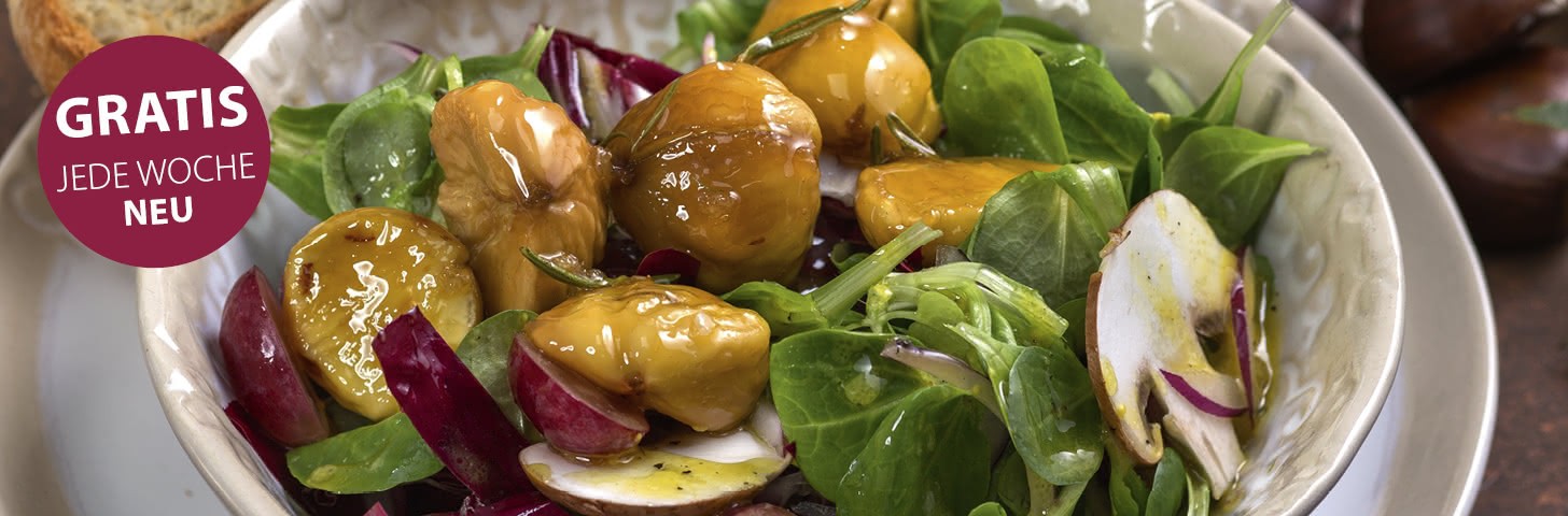 Winterlicher Salat mit karamellisierten Maronen