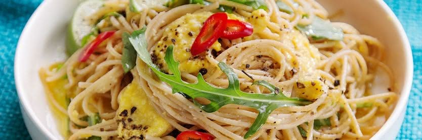 Spaghetti mit Paprika- Ingwer-Pesto